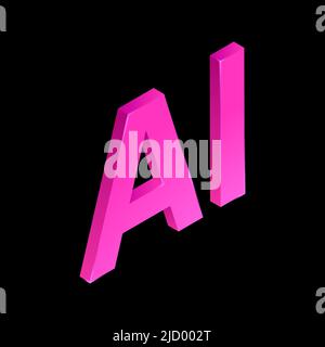 AI 3D Pink Icon on Black Background. Vector illustration Stock Vector
