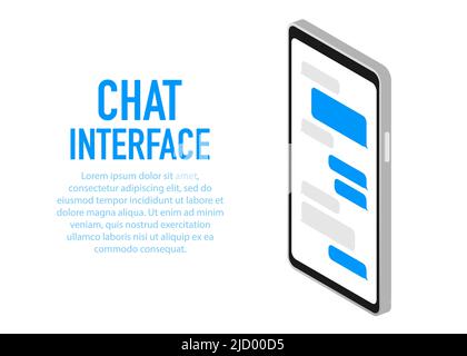 Trendy Chat interface Application with Dialogue window. Sms Messenger. Vector illustration. Stock Vector
