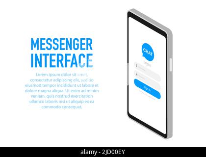 Trendy messenger interface Application with Dialogue window. Sms Messenger. Vector illustration. Stock Vector