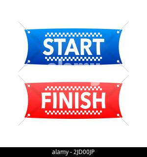 Start finish flag and banner for concept design. Illustration concept. Vector illustration. Stock Vector