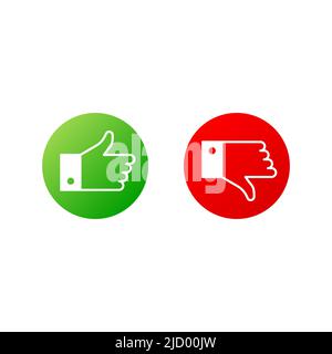 Flat button like or dislike on white background. Web design. Vector illustration. Stock Vector