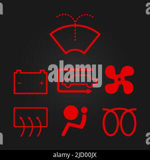 Simple illuminated car dashboard. Vector illustration. Stock Vector