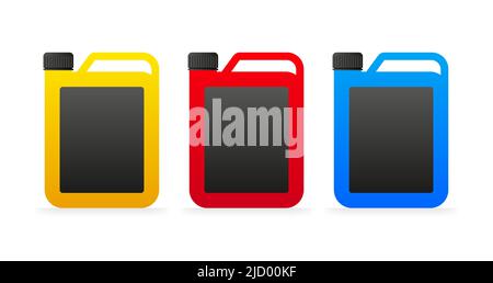 Flat icon with different color canister on white background for packaging design. Vector illustration. Stock Vector