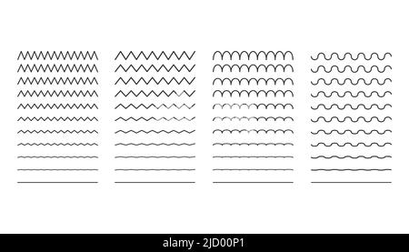 collection of different thin line wave. Vector illustration. Stock Vector