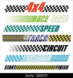 Sport flags color silhouettes text lines Stock Vector