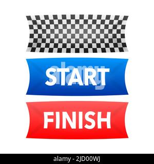 Start finish flag and banner for concept design. Illustration concept. Vector illustration. Stock Vector