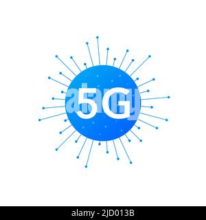 Flat icon with 5g for web design. Modern technologies. Vector illustration. Stock Vector