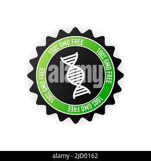 Flat icon with lactose gluten gmo sugar free stamp. Organic signs. Vector illustration. Stock Vector