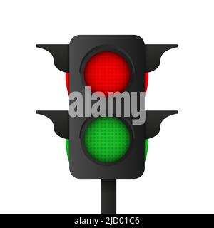 3d realistic pedestrian traffic light on white background. Vector illustration. Stock Vector