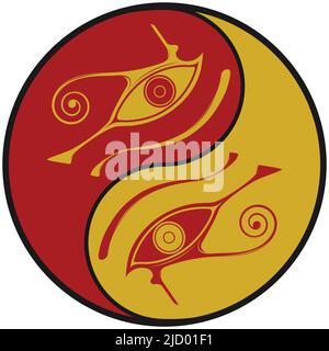 Vector design of Eye of Horus inside Yin Yang symbol Stock Vector
