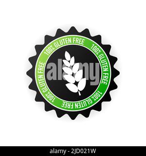 Flat icon with lactose gluten gmo sugar free stamp. Organic signs. Vector illustration. Stock Vector