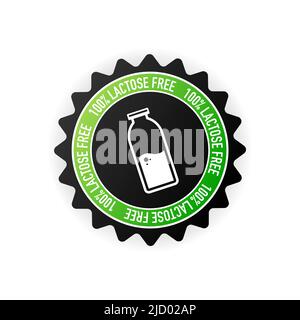 Flat icon with lactose gluten gmo sugar free stamp. Organic signs. Vector illustration. Stock Vector