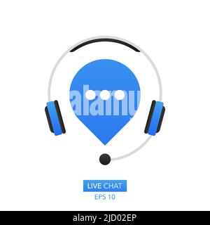 Live chat in flat style. Online support call center. Customer service. Client comment. Live button. Client support online helpline. Stock Vector