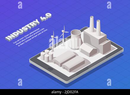 Smart industrial intelligent manufacturing isometric flowchart with ...