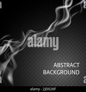 Realistic isolated smoke composition white abstract element on black and transparent background vector illustration Stock Vector