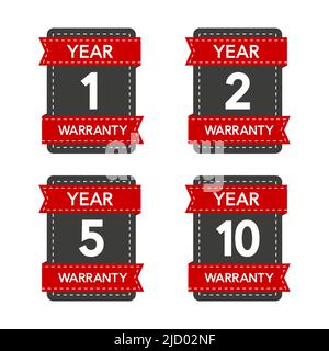 Badges set with year warranty on white background. Vector illustration. Stock Vector