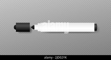 Paper art black color felt-tip pen set on white background. Vector illustration. Stock Vector