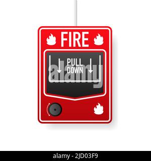 Fire alarm system. Fire equipment Isolated on a White Background Stock Vector