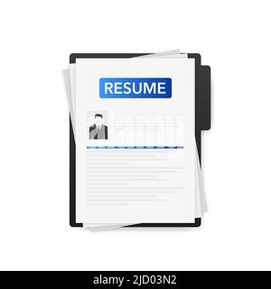 Resume flat. Business management. Document icon. Vector illustration. Stock Vector