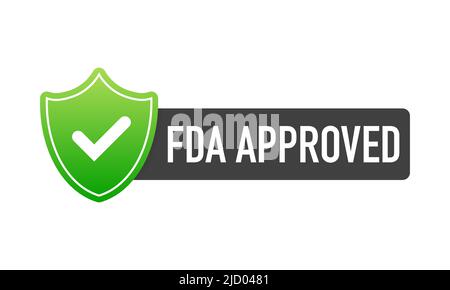 FDA approved green label on white background. Flat banner. Vector illustration. Stock Vector