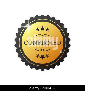 Confirmed gold rubber stamp on white background. Realistic object. Vector illustration. Stock Vector