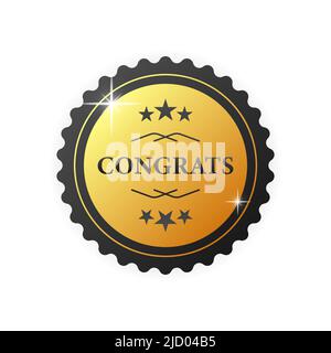 Congrats gold rubber stamp on white background. Realistic object. Vector illustration. Stock Vector