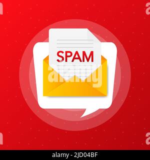 Spamming mailbox concept. Email box hacking, spam warning. Stock Vector