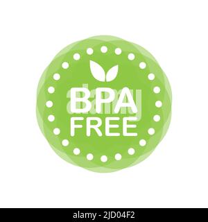 BPA free. Flat green badge. Product advertising. Web design. Vector illustration. Stock Vector