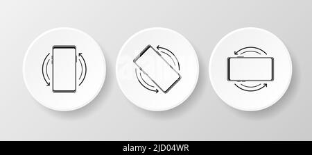 Three icons turning the phone on realistic button on white background. Vector illustration. Stock Vector