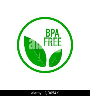 BPA free. Flat green badge. Product advertising. Web design. Vector illustration. Stock Vector