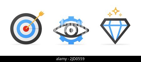 Mission. Vision. Values. Modern flat design concept. Vector icon on white background. Vector illustration. Stock Vector