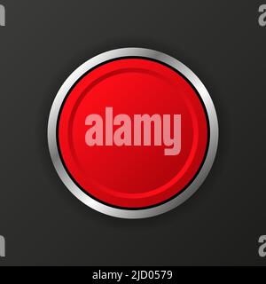 3D realistic button on black background. Vector illustration. Stock Vector