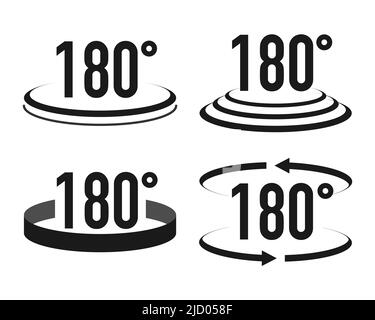 Set of 180 degrees view icons in different style. Vector illustration. Stock Vector