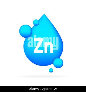 Mineral blue shining pill capsule icon. Zn Zink. Stock Vector