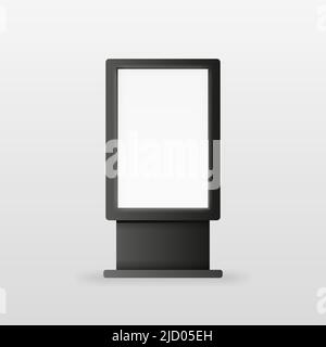 Advertising billboard screen in black color on white background. Realistic object. Vector illustration. Stock Vector
