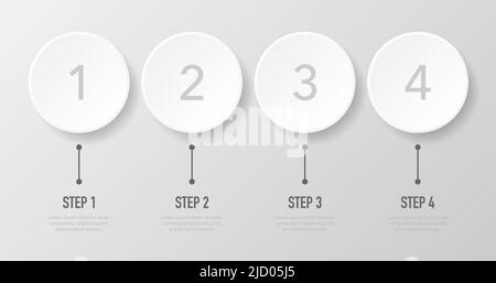 Infographics whith 1, 2, 3 and 4 steps on white background. Vector illustration. Stock Vector