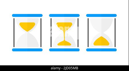 Sand hourglass collection showing the passage of time. Vector illustration. Stock Vector