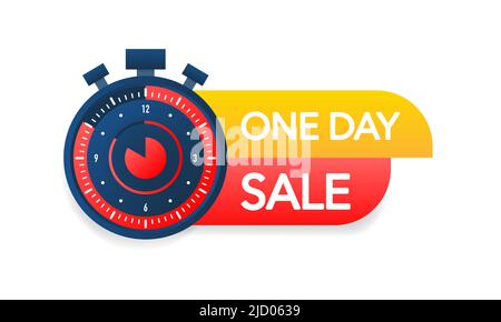 One day sale label, promotion icon. Vector illustration. Stock Vector