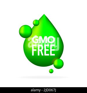GMO free. Realistic green a drop. Web design. Vector illustration. Stock Vector