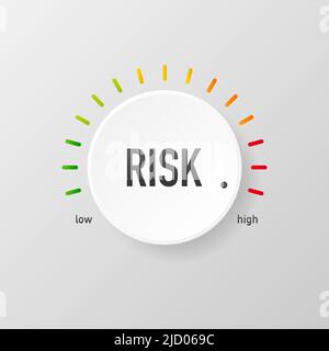 Risk button pointing low and high. Vector illustration. Stock Vector