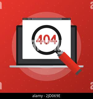 Magnifying glass over letter in flat style. 404 error in the browser. Vector illustration. Stock Vector