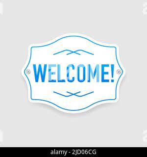 Welcome business sign on door. Vector illustration. Stock Vector