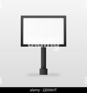 Advertising billboard screen in black color on white background. Realistic object. Vector illustration. Stock Vector