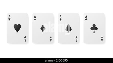Playing cards in the casino on a green background. Vector illustration. Stock Vector