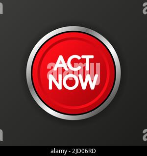 Act Now realistic button on black background. Vector illustration. Stock Vector