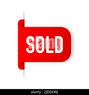 Sold red label on white background. Vector illustration. Stock Vector