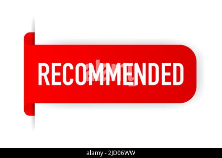 Recommended red label on white background. Vector illustration. Stock Vector
