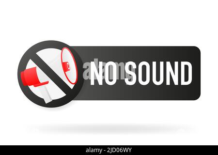 No megaphone black label in 3D style on white background. Vector illustration. Stock Vector