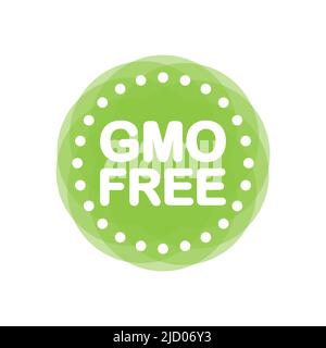 Gmo free green stamp in flat style on white background. Vector illustration. Stock Vector