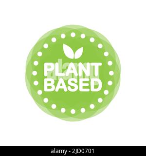 Plant based green stamp in flat style on white background. Vector illustration. Stock Vector